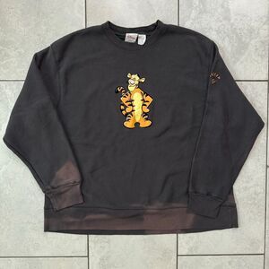 VTG Disney Tigger Winnie The Pooh Grey Crewneck Sweater Size XXL Vintage Fade
